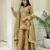 Yellow silk blend readymade suit with embroidery & sequence work
