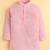 Boys pink cotton blend kurta pyjama set with jacquard leaf pattern waistcoat