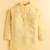 Boys yellow cotton blend kurta pyjama set with jacquard leaf pattern waistcoat