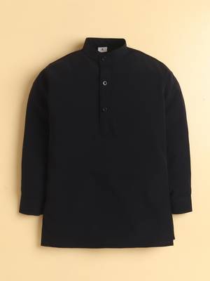 Boys black lachka kurta pyjama set with stone embellished geometric medallion waistcoat 5