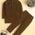 Boys brown lachka kurta pyjama set with stone embellished geometric medallion waistcoat