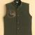 Boys olive lachka kurta pyjama set with stone embellished geometric medallion waistcoat