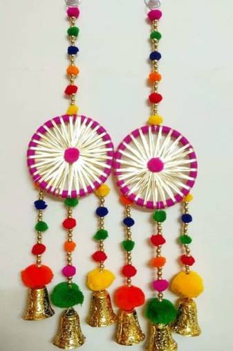 gota pom pom dream catchers diwali decoration mehndi diy decor wall decor home decor (pack of 2)