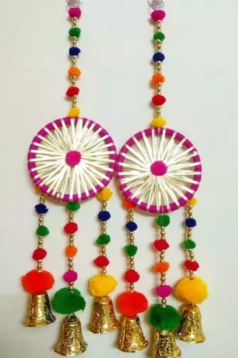 gota pom pom dream catchers diwali decoration mehndi diy decor wall decor home decor (pack of 2)