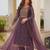 mauve color fancy beads and embroidery and sequence work and ready maid lace border silk blend kurti set