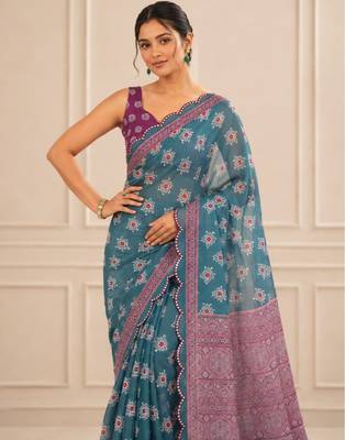 premium heavy chinon silk blend mirror work saree 2