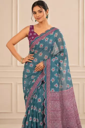 premium heavy chinon silk blend mirror work saree