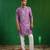 Soft lilac embroidered slub silk georgette kurta set