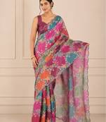 premium heavy chinon silk blend mirror work saree