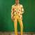 Bright yellow embroidered slub silk organza crepe blazer set