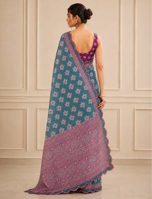 premium heavy chinon silk blend mirror work saree 4