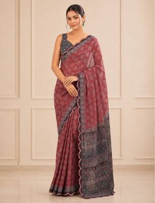 premium heavy chinon silk blend mirror work saree 1