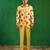 Bright yellow embroidered slub silk organza crepe blazer set