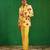 Bright yellow embroidered slub silk organza crepe blazer set