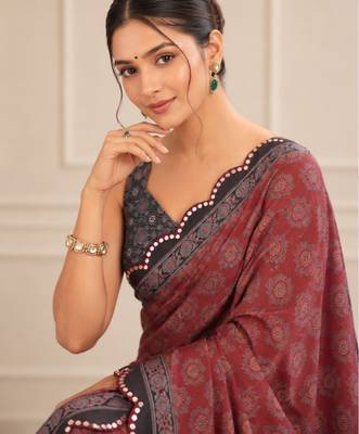 premium heavy chinon silk blend mirror work saree 3