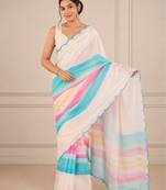 premium heavy chinon silk blend mirror work saree