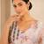 printed chinon silk blend mirror lace saree