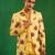 Bright yellow embroidered slub silk organza crepe blazer set