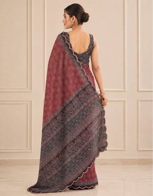 premium heavy chinon silk blend mirror work saree 4