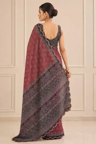 premium heavy chinon silk blend mirror work saree