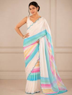 premium heavy chinon silk blend mirror work saree 2