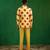 Bright yellow embroidered slub silk organza crepe blazer set