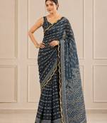 premium heavy chinon silk blend mirror work saree