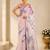 printed chinon silk blend mirror lace saree