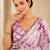 printed chinon silk blend mirror lace saree