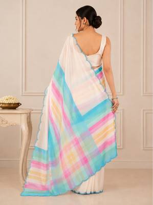 premium heavy chinon silk blend mirror work saree 4