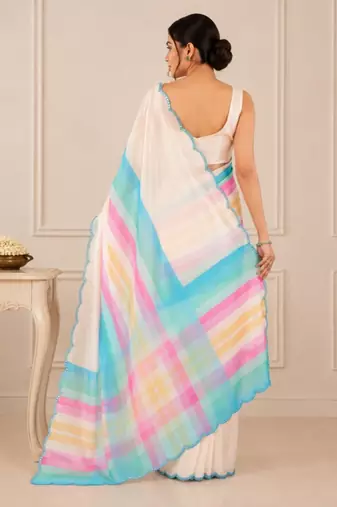 premium heavy chinon silk blend mirror work saree