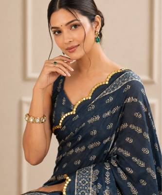 premium heavy chinon silk blend mirror work saree 2
