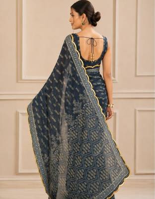 premium heavy chinon silk blend mirror work saree 3