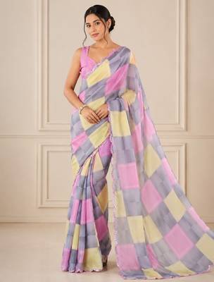 premium heavy chinon silk blend mirror work saree 2