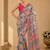 printed chinon silk blend mirror lace saree
