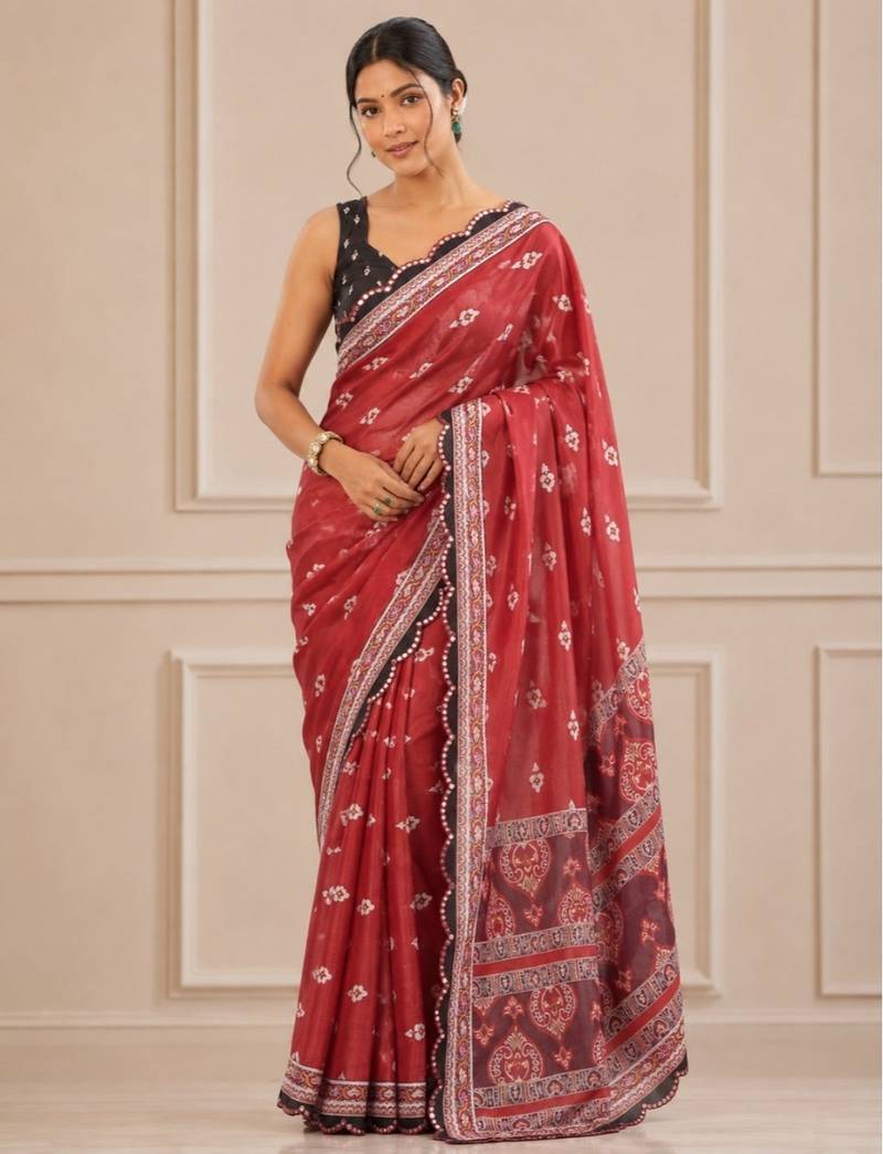 premium heavy chinon silk blend mirror work saree