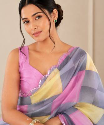 premium heavy chinon silk blend mirror work saree 3
