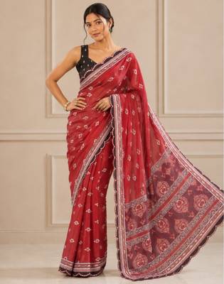 premium heavy chinon silk blend mirror work saree 2