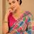 printed chinon silk blend mirror lace saree