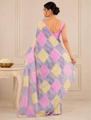 premium heavy chinon silk blend mirror work saree 4