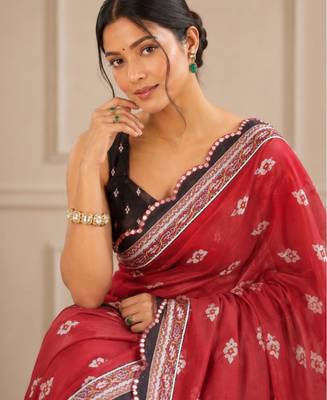premium heavy chinon silk blend mirror work saree 3