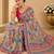 printed chinon silk blend mirror lace saree