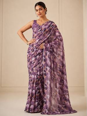 premium heavy chinon silk blend mirror work saree 1