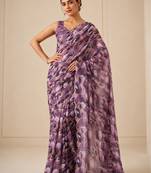 premium heavy chinon silk blend mirror work saree