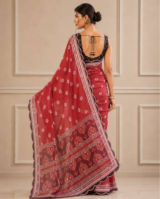 premium heavy chinon silk blend mirror work saree 4