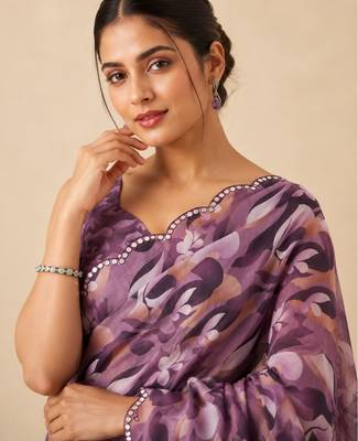 premium heavy chinon silk blend mirror work saree 2
