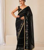Heavy star georgette beads & lace work saree