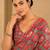 printed chinon silk blend mirror lace saree