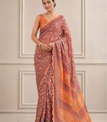premium heavy chinon silk blend mirror work saree