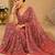 printed chinon silk blend mirror lace saree